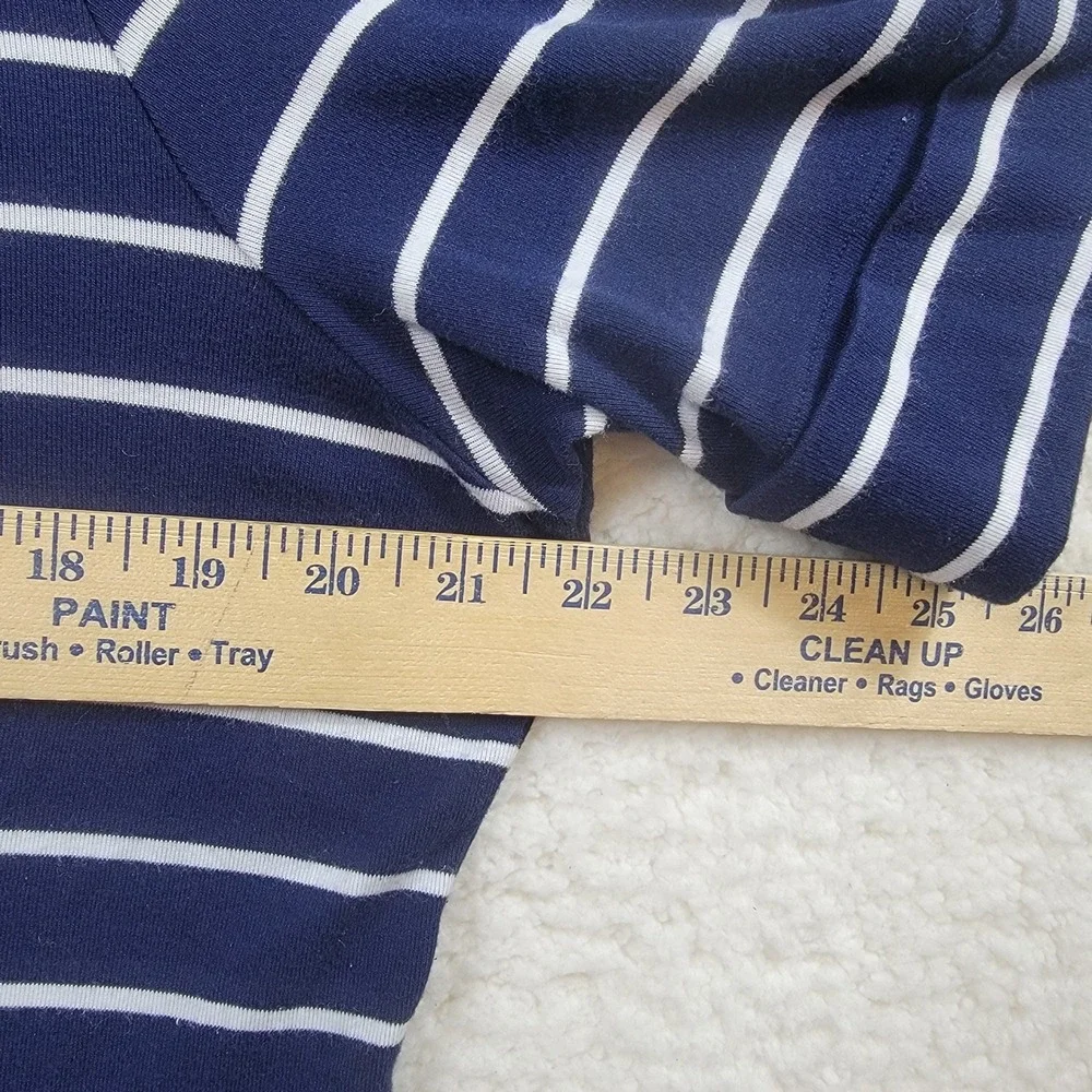 Lauren Ralph Lauren Top Women 1X Navy Blue White Striped Boat Neck Short Sleeve - Picture 7 of 8